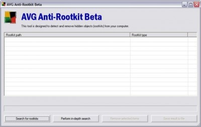 AVG Anti-Rootkit 1.1.0.42 beta screenshot