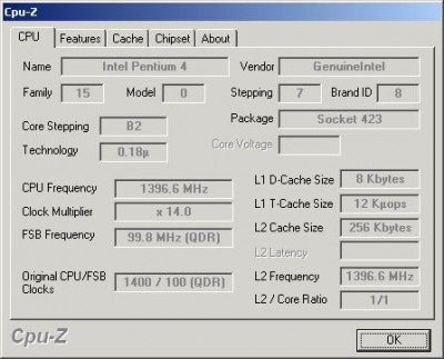 CPU-Z 1.42 RU screenshot