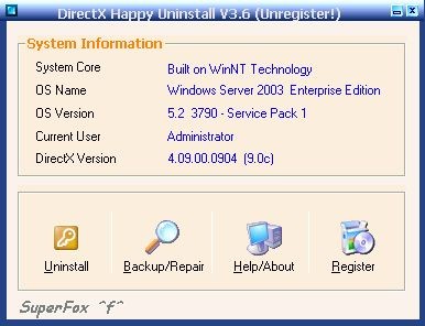 DirectX Happy Uninstall 3.96 screenshot