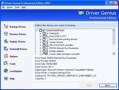 Driver Genius Professional 2007 7.1.0.622 screenshot