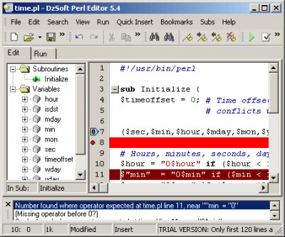 DzSoft Perl Editor 5.8.9.8 screenshot