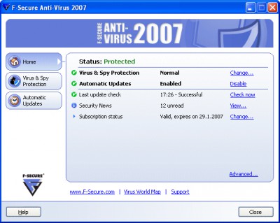 F-Secure Anti-Virus 2007 2007 screenshot