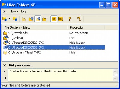 Hide Folders XP 2.9.8 screenshot