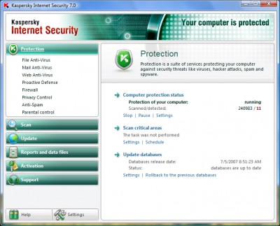 Kaspersky Internet Security 7.0 screenshot
