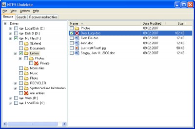 NTFS Undelete 0.9 screenshot