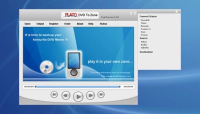 Plato DVD to Zune Converter 7.88 screenshot
