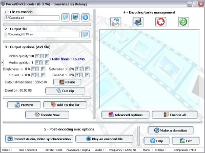 PocketDivXEncoder 0.3.96 beta screenshot