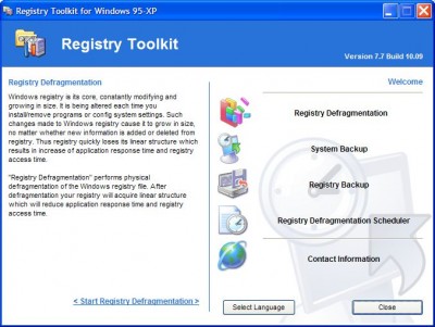 Registry Defragmentation 8.8 Build 04.23 screenshot
