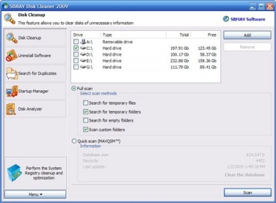 SBMAV Disk Cleaner 3.44.0.129 screenshot