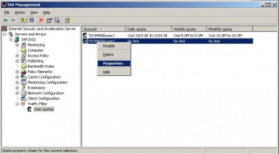 TrafficFilter for Microsoft ISA server screenshot