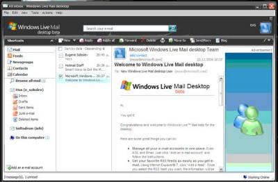 Windows Live Mail 2008 12.0.1606 RU beta screenshot