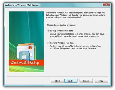 Windows Mail Backup 2.3a screenshot