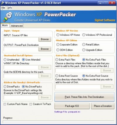 Windows XP PowerPacker 1.0 RC9 screenshot