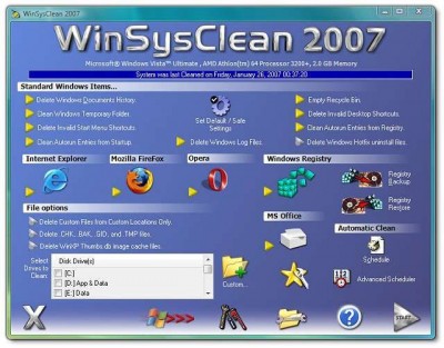 WinSysClean 2008 8.0 screenshot
