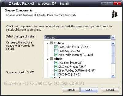 X Codec Pack 2.1.3 Build 413 screenshot